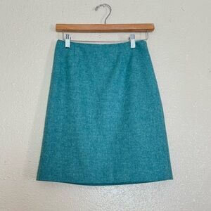 Boden Vintage Teal 100% Wool A line Skirt